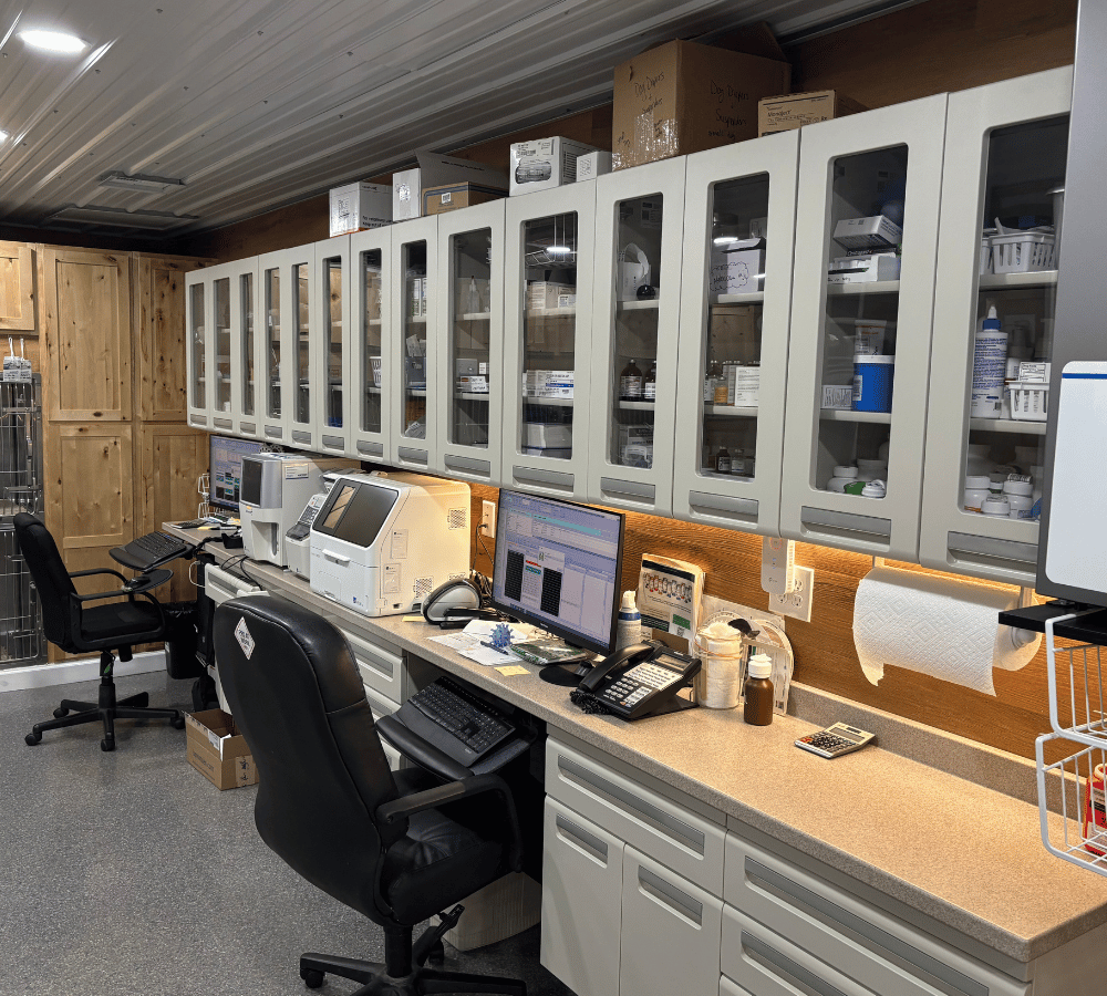 A lab environment displaying a desk with a computer